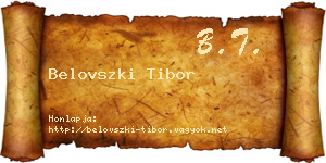 Belovszki Tibor névjegykártya